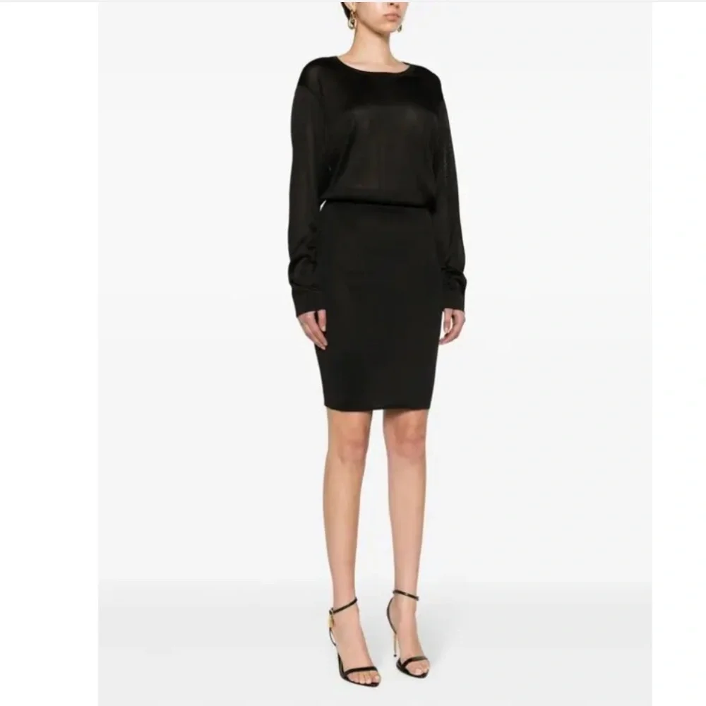 Saint Laurent Open-Back Knit Dress Boat Neck Pencil Skirt size large - Picture 6 of 16